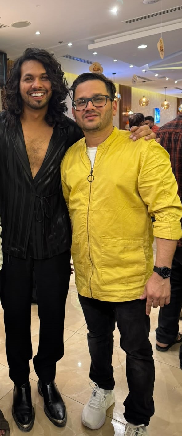 Shameem (@nk.vlog_official) with fashion blogger and international model Ajmal Khan.
